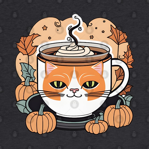 Autumn Pumpkin Latte in Cat Cup by LisaHartjesx